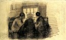 Tres personas compartiendo una comida 1885