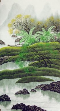 Bäume, Fluss - Chinesische Malerei
