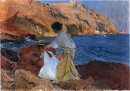 Clotilde y Elena en las rocas en Javea 1905