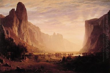 Guardando verso il basso Yosemite Valley in California 1865