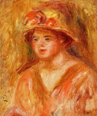 Busto de uma jovem em um chapéu de palha 1917