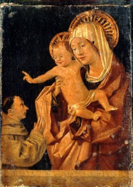 madonna e criança com um doador franciscana rezar