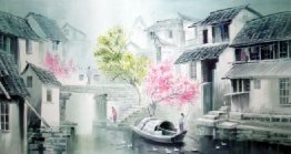 Un petit village - Peinture chinoise