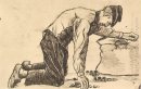 Man sätta potatis i en säck 1881