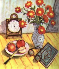 Ainda vida com flores vermelhas
