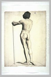 Man Standing apoiado em uma bengala 1877