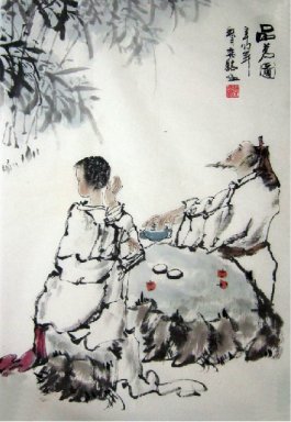 Boire du thé - Peinture chinoise