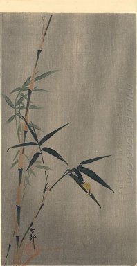 Caracol en la hoja de bambú