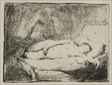 Женщина, лежа на кровати 1658