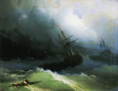 Navi nel mare in tempesta 1866