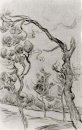 Pine Trees vu contre le mur de l'asile 1889 1