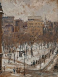 Persegi Di Paris Snowy Cuaca