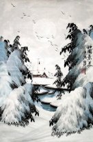 Uma vila na neve - Pintura Chinesa