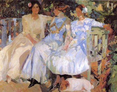 Mon épouse et les filles dans le jardin 1910