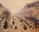 Boulevard montmartre ochtend zon en nevel 1897