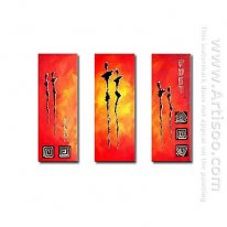 Pintados a mano, pintura al óleo abstracta - juego de 3