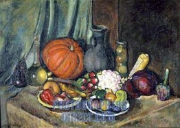 Still life with pumpkin and a pitcher