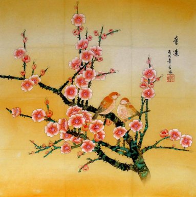 Peach Blossom & Birds - Chinesische Malerei