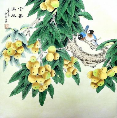 Fåglar & Frukt - kinesisk målning