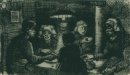 Vijf personen bij een maaltijd 1885