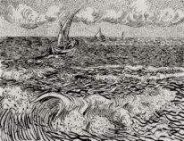 En fiskebåt At Sea 1888 1