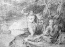 Minerva en Odysseus Telemachus onder zijn hoede te nemen in