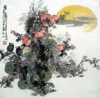 Pájaros y flores - Pintura china