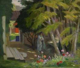 Garden with a woman