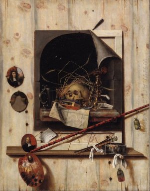 Trompe l\'oeil con Studio Wall y Vanitas Still Life