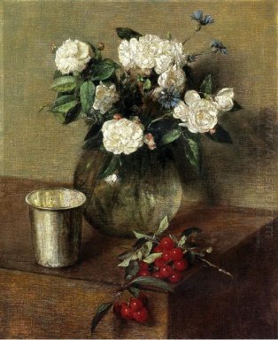 Rosas brancas e cerejas 1865