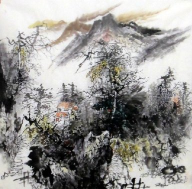 Dorf in den Bergen - Chinesische Malerei