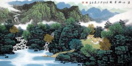 A Village in the Mountain - Chinese Painting