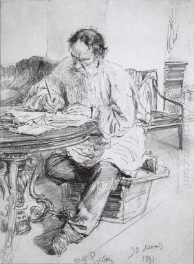 Léon Tolstoï travail à la table ronde 1891