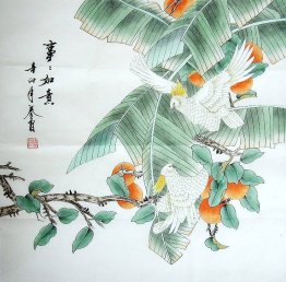 Frutas e Pássaros - Pintura Chinesa
