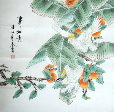 Buah & Burung - Lukisan Cina