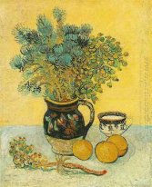 Vie majolique encore Jug avec des fleurs sauvages 1888