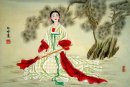 Vacker flicka -Piaoliang - kinesisk målning