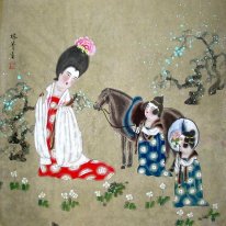 Oude Meisje-Gudai - Chinees schilderij