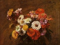 Zinnien in einem Vase 1880