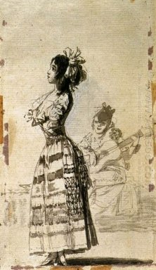 Fille écoute d\'un Guitar 1799