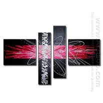 Tangan-Dicat Lukisan Oil Abstrak Oversized Lebar - Set Dari 4