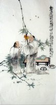 Två gamla män - kinesisk målning