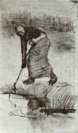 Petani Perempuan Standing Dari A Ditch Atau Renang 1885