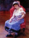 Schlafendes Mädchen Mädchen mit einer Katze 1880