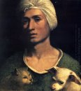 Portrait d'un jeune homme avec un chien et un chat