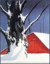 Red Barn en Boom Sneeuw