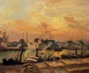 Boote Sonnenuntergang Rouen 1898