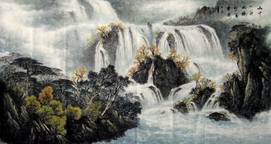 Montagnes et cascade - Peinture chinoise