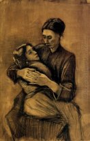 Mujer con un niño en su regazo 1883