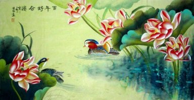 Canard mandarin - Peinture chinoise